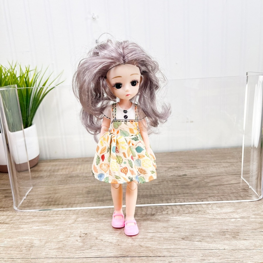 Purple Hair BJD Doll Movable Joints Articulated‎ Doll Girl Dress 9"